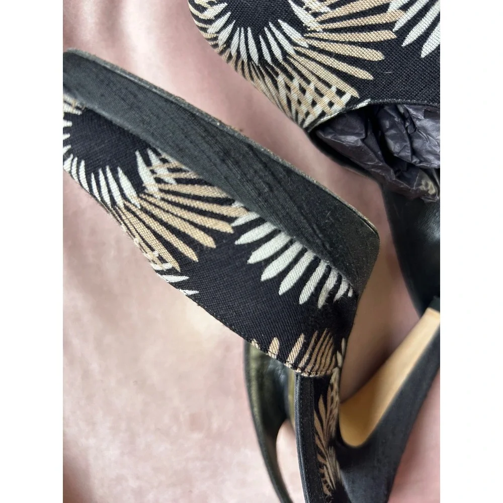 Leona Edmiston Matching Shoes & Handbag Set size 7.5  Black Gold Floral Box